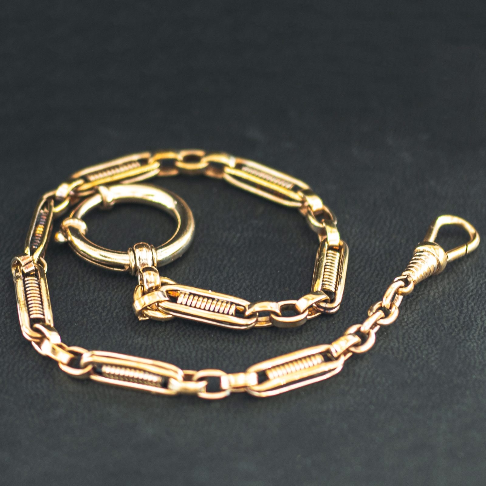 Antique pocket watch chain, gold plated link chain, early 1900s ...