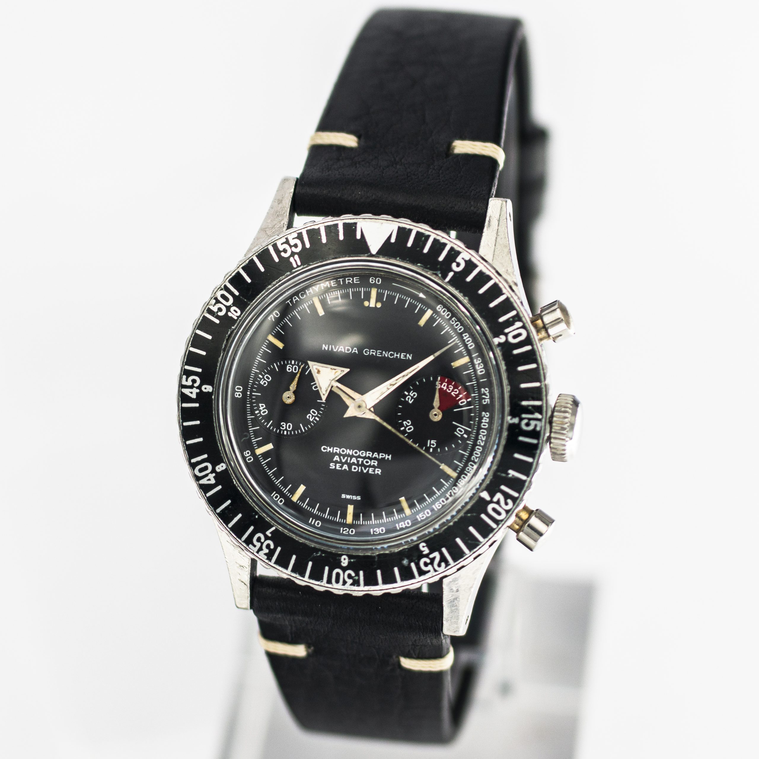 Vintage Nivada Grenchen 9688M8221 Aviator Sea Diver, 1960s, 38,5